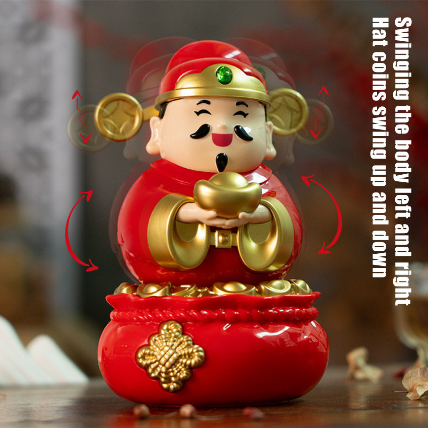 Solar Pajangan Caisen Dewa Rezeki Chai Sen Rezeki Patung Solar Caishen Dewa Rezeki Figure Miniatur