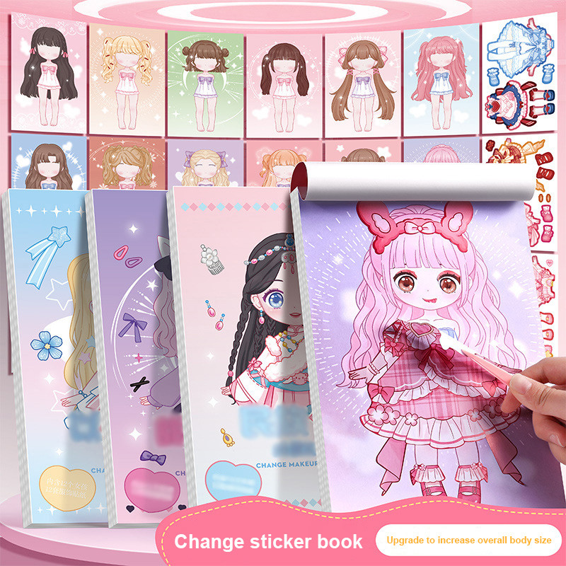 20PCS Stiker Berganti Pakaian Buku Stiker Anak DIY Ganti Baju Stiker Lucu Kartun Berdandan Anak Pere