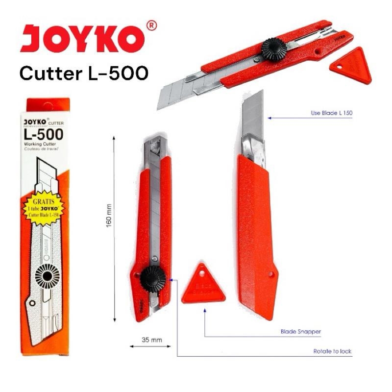 

[JOYKO] CUTTER L-500 [Free 1tube refill isi 5pcs] PISAU PEMOTONG KERTAS