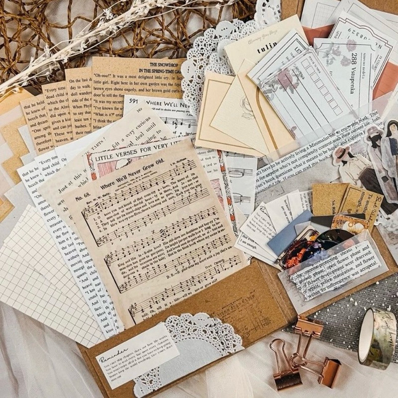 

Journamm.id Journal Kit 76pcs Journaling Kit Vintage Bujo Journaling Vintage Ephemera Scrapbook Scrapbooking DECO Aesthetic