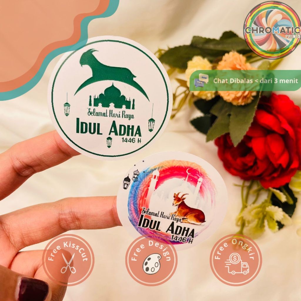 

chromatic 2-4 Sticker Hampers Eid Bulat Sticker Selamat Hari Raya Idul Adha Free Desain Custom