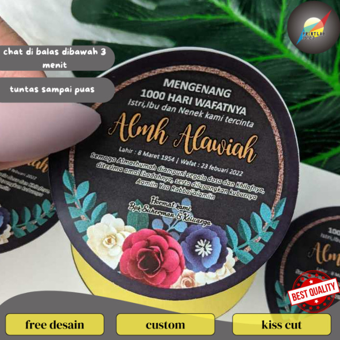 

PrintLab Stiker Tahlil Pengajian Sticker Mengenang Wafatnya 40 100 1000 Hari Untuk Kotak Box Nasi