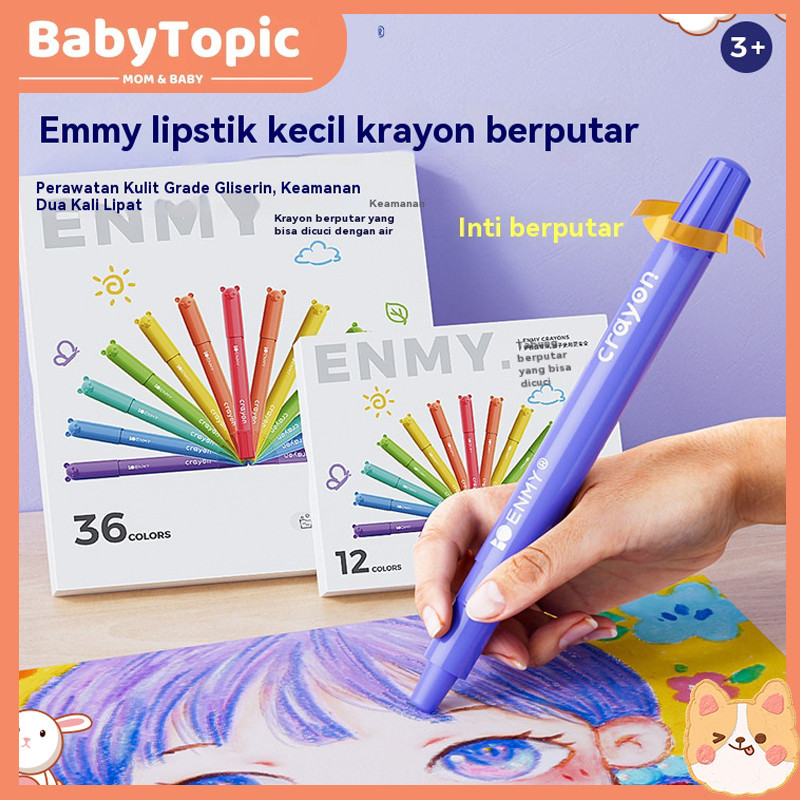 

【Goodbata】12/24 Warna Silky Crayon Inti Putar, Crayon Anak Hands Clean Non Toxic Anti Air Tidak Membekas Di Tangan