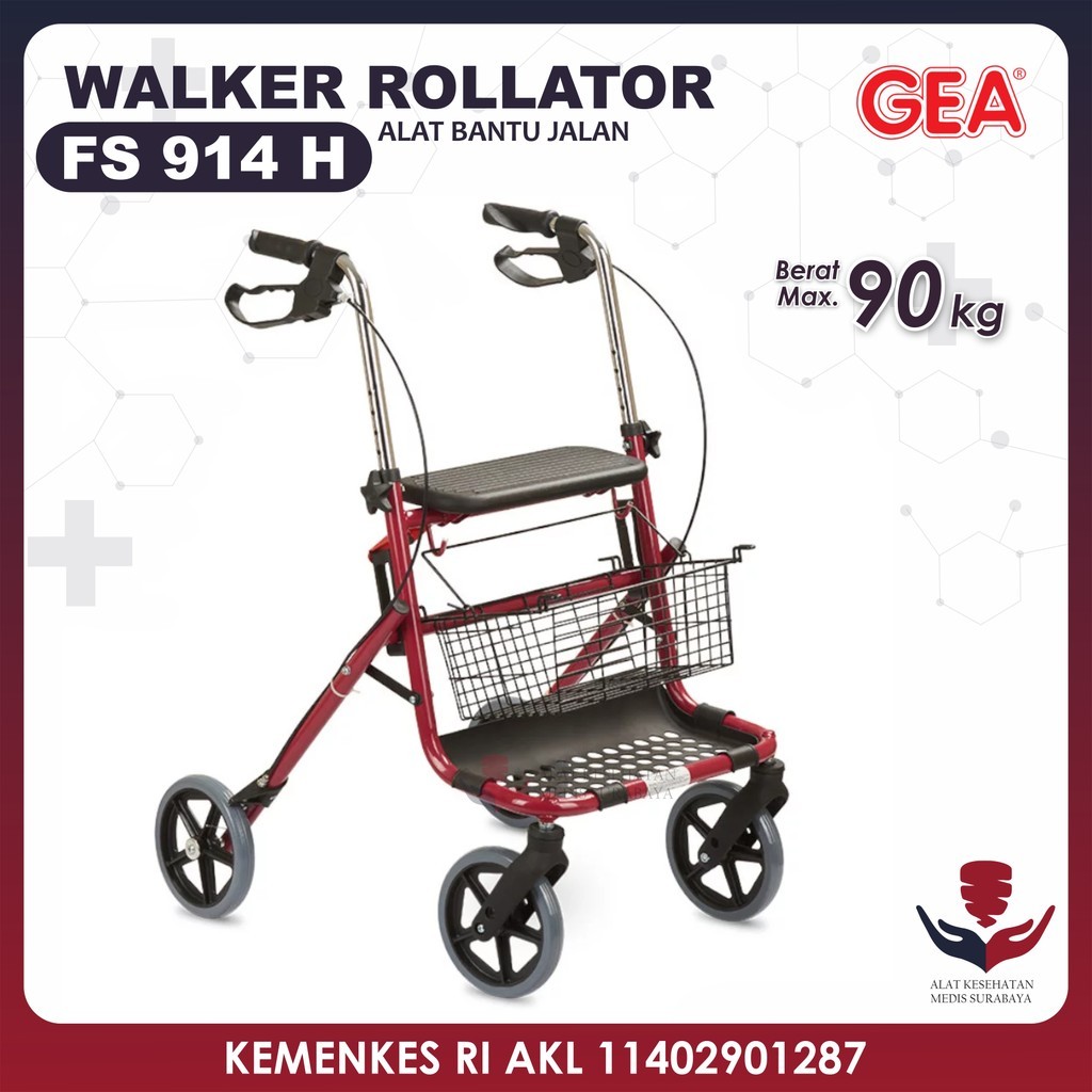 Rollator Roda GEA FS 914 H Alat Bantu Jalan Walker Rolator FS914H