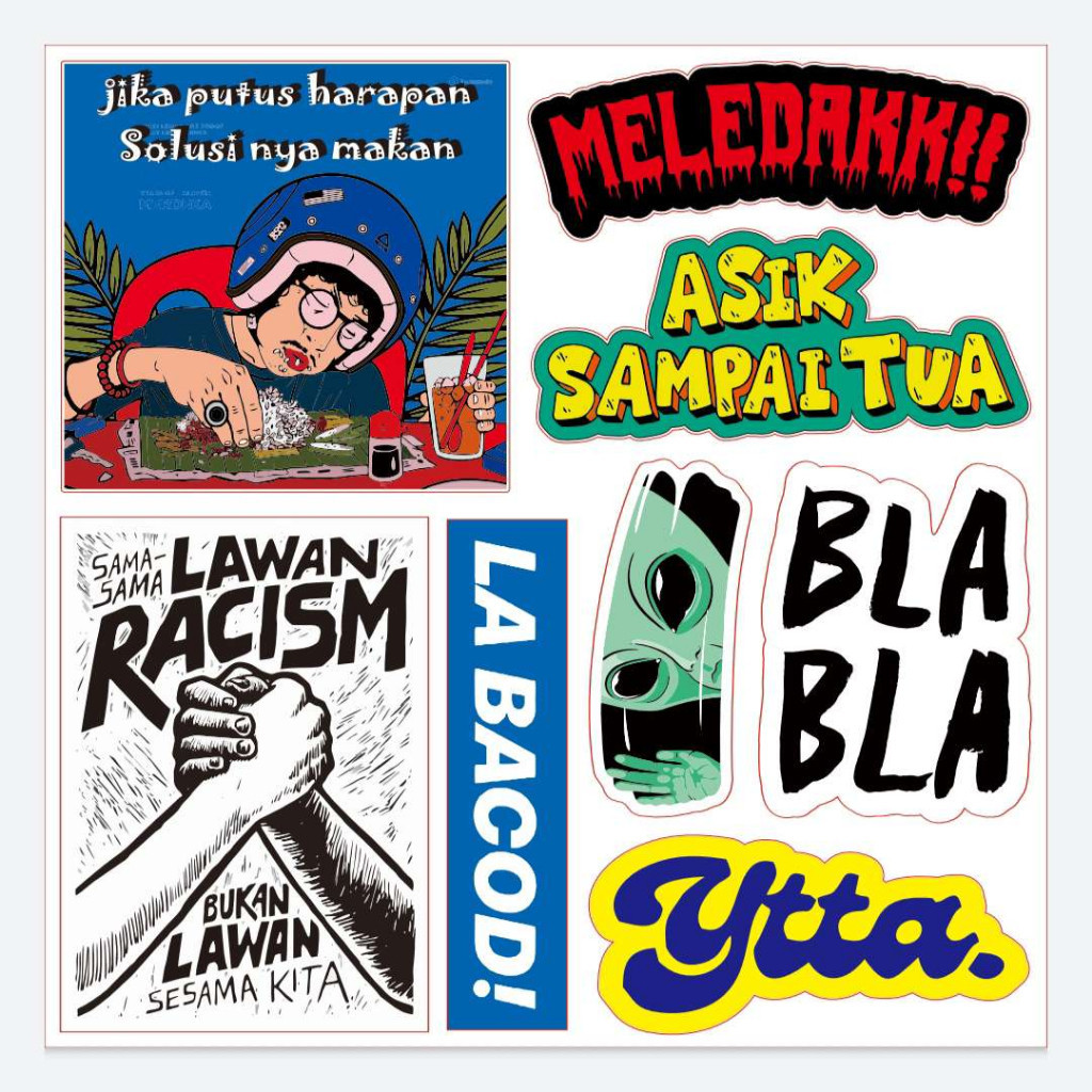 

Sticker Stiker Pack YTTA Meledak Motivasi Basi Lawan Rasisme - Stiker Vinyl High Quality Stiker Pack