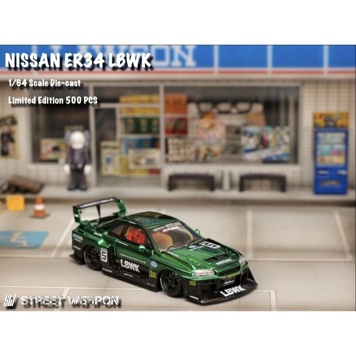 Street Weapon 1:64 LBWK Nissan Skyline ER34 Electroplated Green Limited