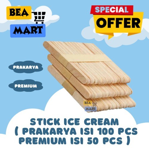 Stik Es Krim Prakarya / Premium Food Grade Stick Ice Cream Polos | Stik Kayu Mainan Kerajinan