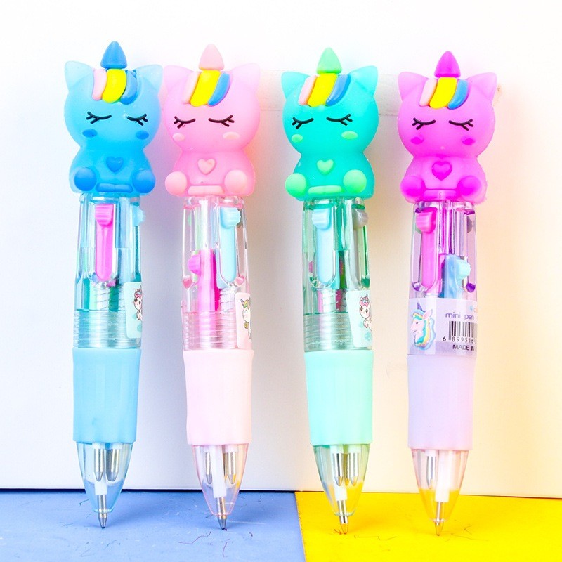 

HYPE N FANCY Pulpen cetek 4 warna mini unicorn duduk / Pulpen pastel unicorn magic pena pen / alat tulis sekolah lucu gambar unicorn kuda