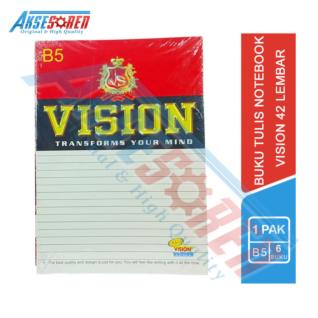 

Aksesoren Buku Tulis Vision Notebook 42 Lembar [1 Pack/6 Buku] / Alat Tulis / Buku Boxy Vition Notebooks 1 Pak / Perengkapan Sekolah / Buku Catatan Pelajaran