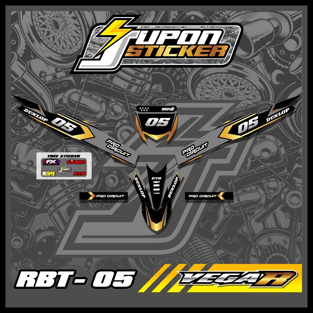 Sticker Striping RBT Vega R New Semifull Stiker Custom Trail Motor Bebek Desain Modif Supermoto
