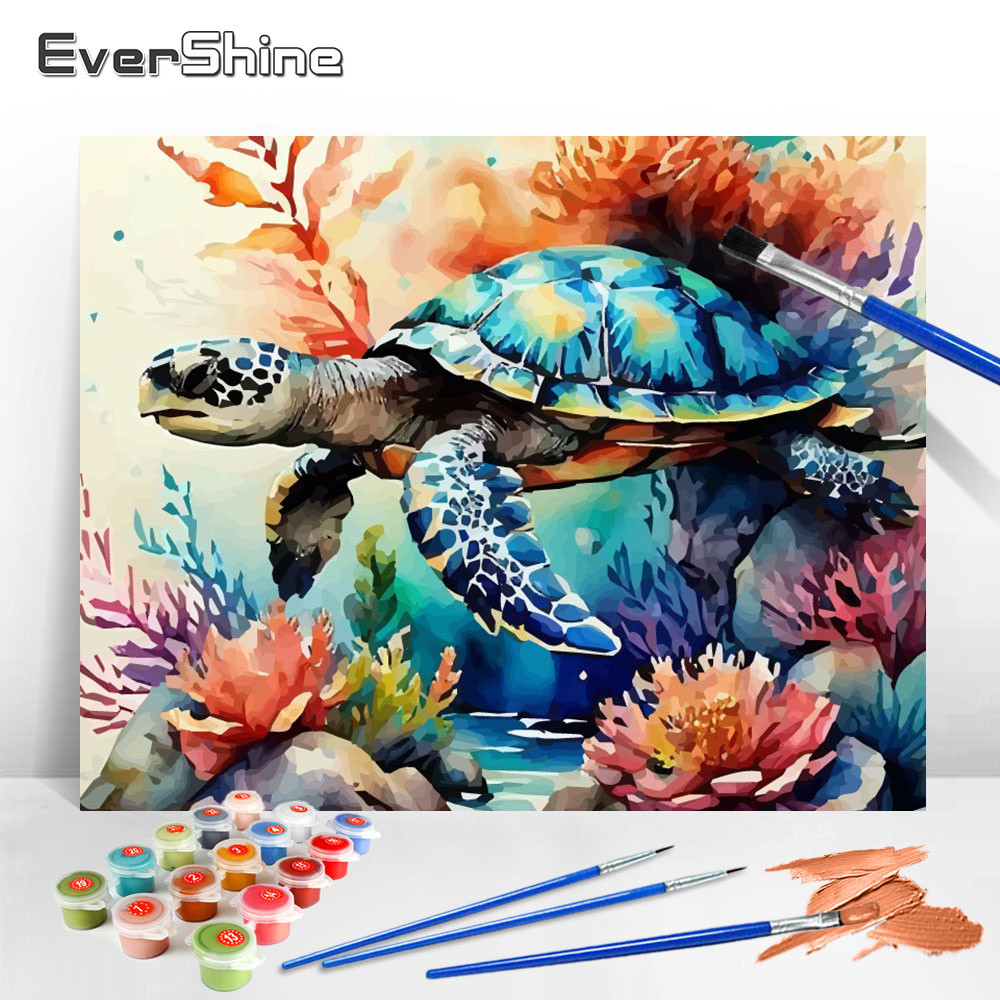 

Evershine Drawing Set Turtle Paint Kit For Adults DIY By Numbers Animal Painting Art Handpainted Gift