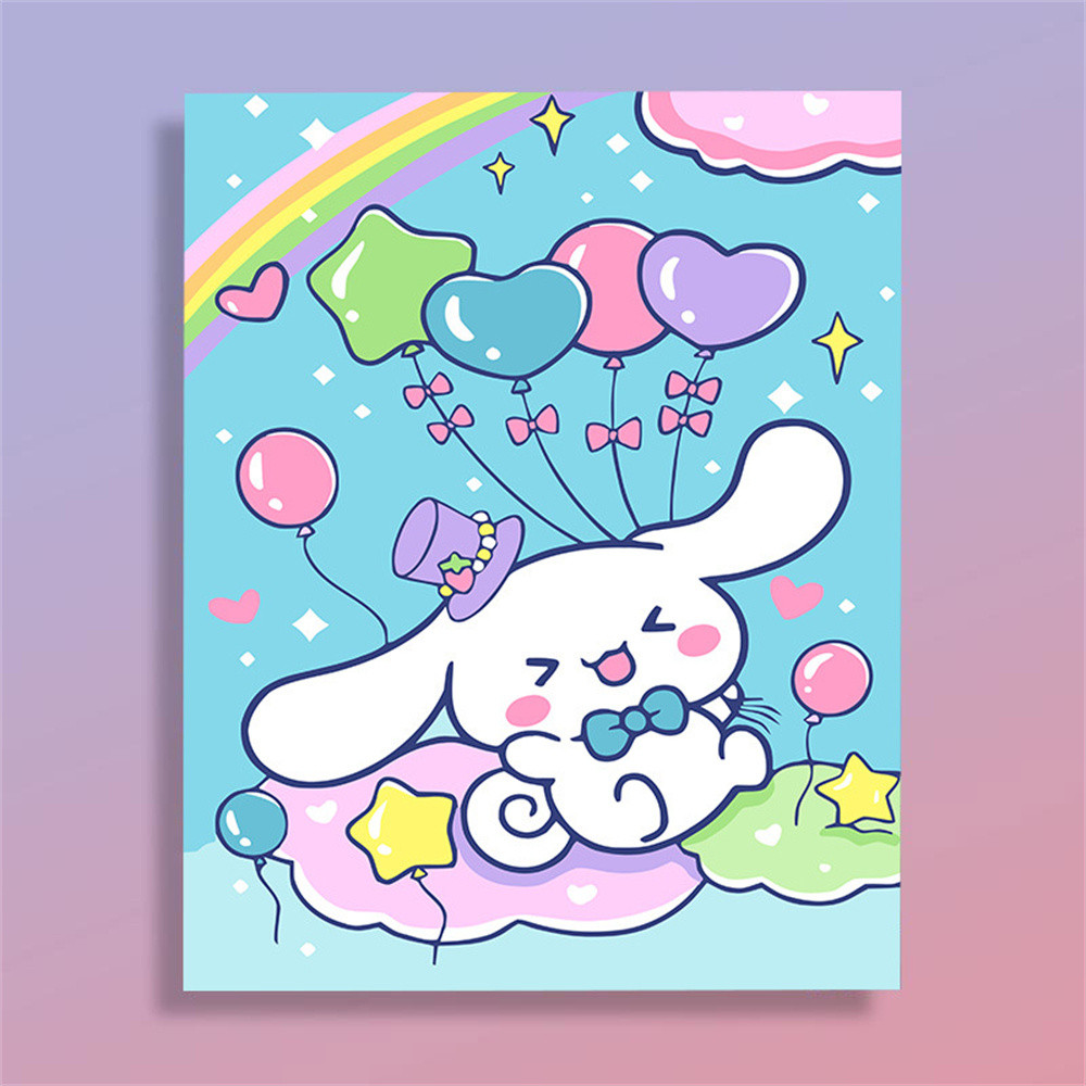 

Sanrio Oil Painting By Numbers Cartoon Colorful Acrylic Paint By Numbers Cinnamoroll DIY Drawing On Canvas Balloon Wall Decor