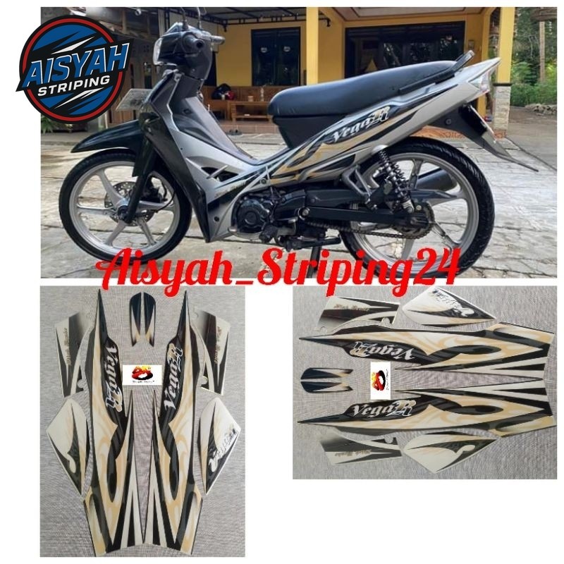 Striping stiker sticker (COD)  motor Honda Vega r 2008 silver-hitam