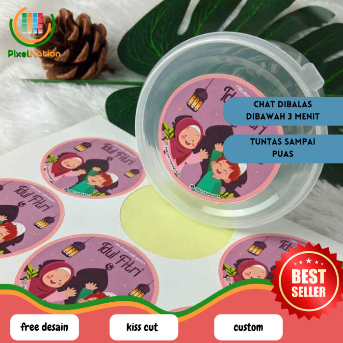 

PiNat 2-4 Cetak Sticker Label Bulat Idul Fitri Stiker Lebaran Toples Label Kue Lembaran A3+