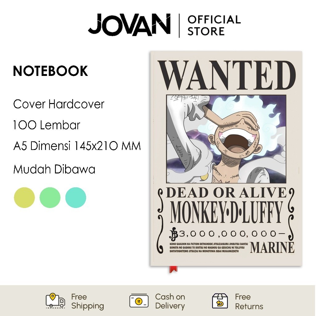 

Notebook Hardcover Custom Luffy Yonkou Wanted Poster One Piece Buku Tulis Catatan Note Agenda Planner Jurnal Diary Notebook Anime