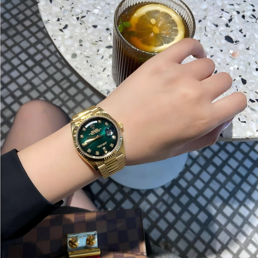 [100%ORI] Rolex Datejust Series M128238-0069, Hijau Asap, Jam Tangan Pria Mekanik Otomatis, Dial 41 