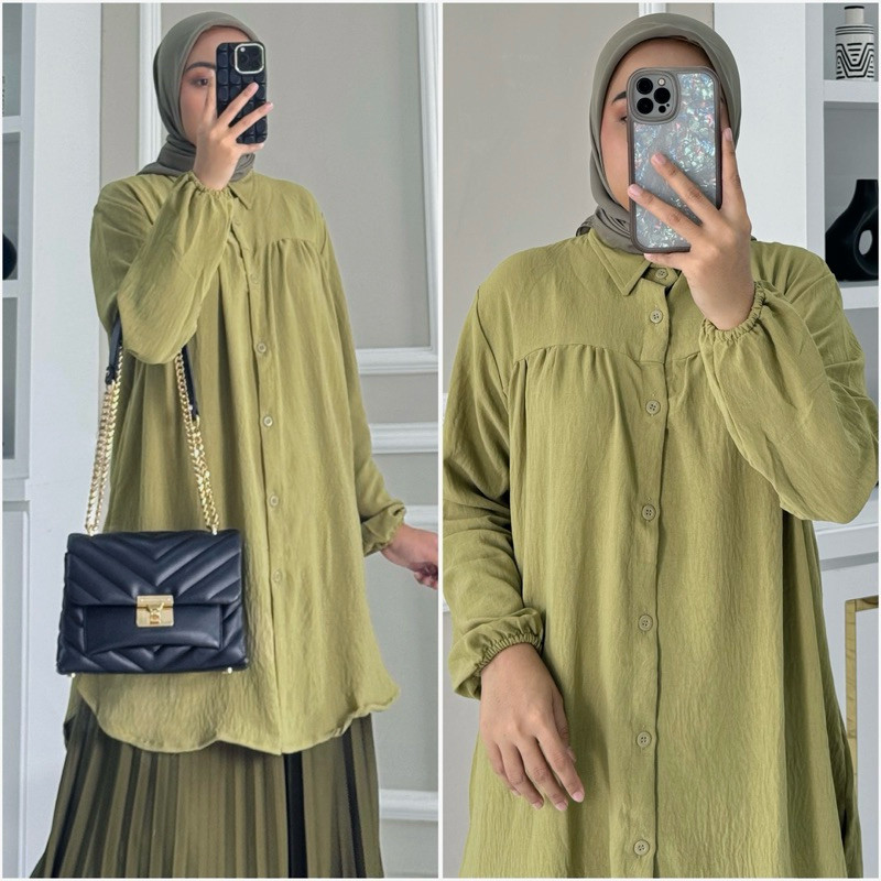 Gamis wanita syari  model baruALISYA tunik  / tunik polos / kemeja panjang / Tunik crincle murah mod