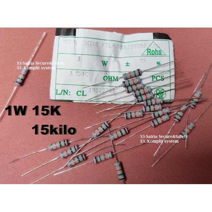 Resistor 1Watt 1W 15K ohm 15kilo 15Kohm 1W15K 15k 15 kilo
