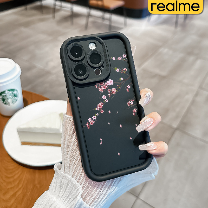 Estetik Bunga Keren Silicone Case Realme C53 C2 C15 C21Y C55 C35 C33 C31 C21 C30 C25 C20 C67 C11 Sof