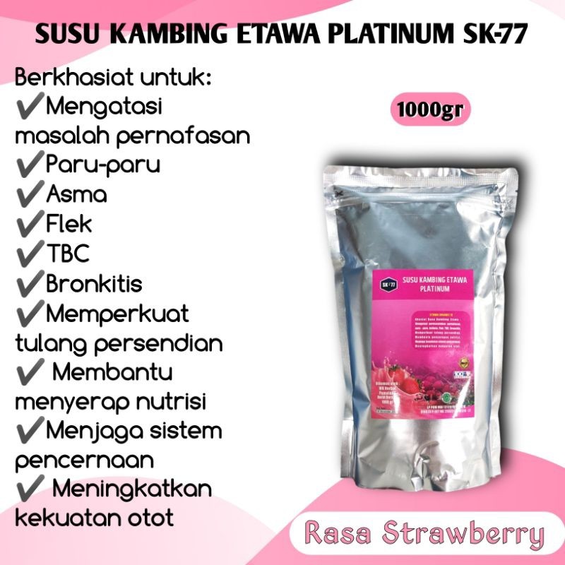 

SUSU KAMBING ETAWA SK-77 PLATINUM 1KG/1000GR RASA STROBERI