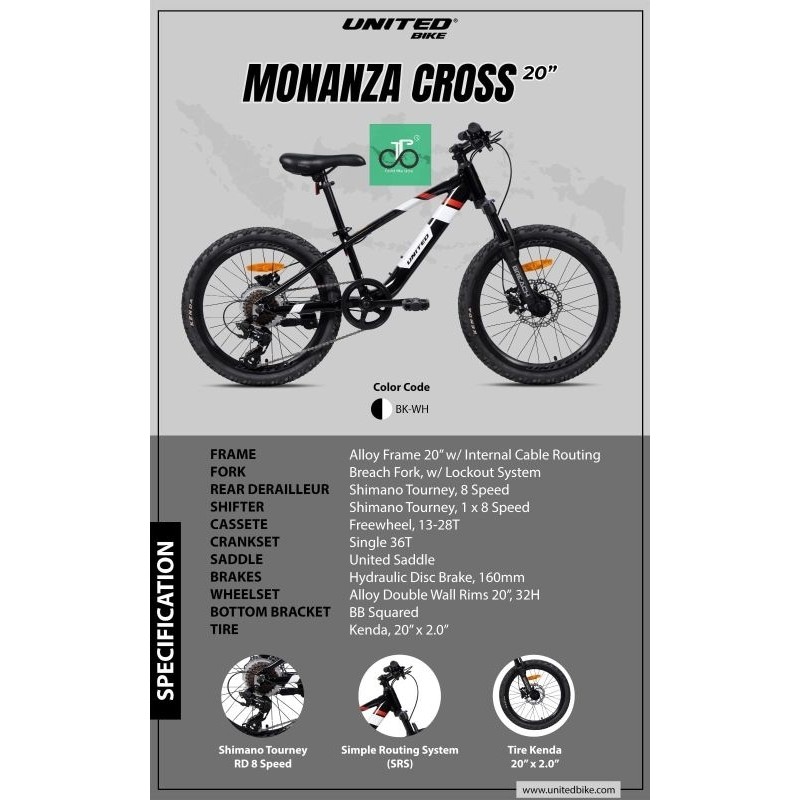 Sepeda MTB 20" United Monanza Cross 20an