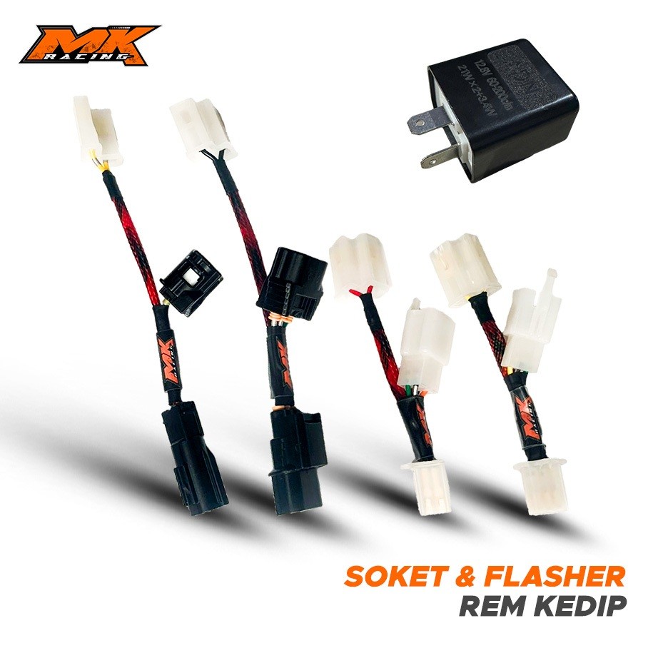 MK Racing Soket Flasher Stoplamp Lampu Rem Kedip Cepat/Lambat Honda Yamaha Mio Sporty/Smile / Vario 