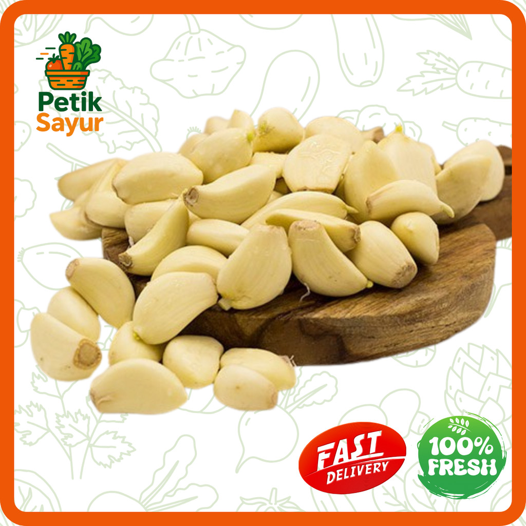 

Bawang Putih Kupas Konvensional 200 gram PetikSayur