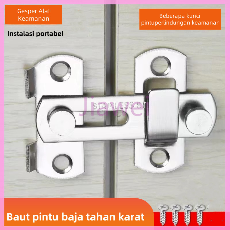 Jiawei gesper pintu/kunci pintu geser kamar mandi/baut kunci pintu geser anti maling/gesper baut pin