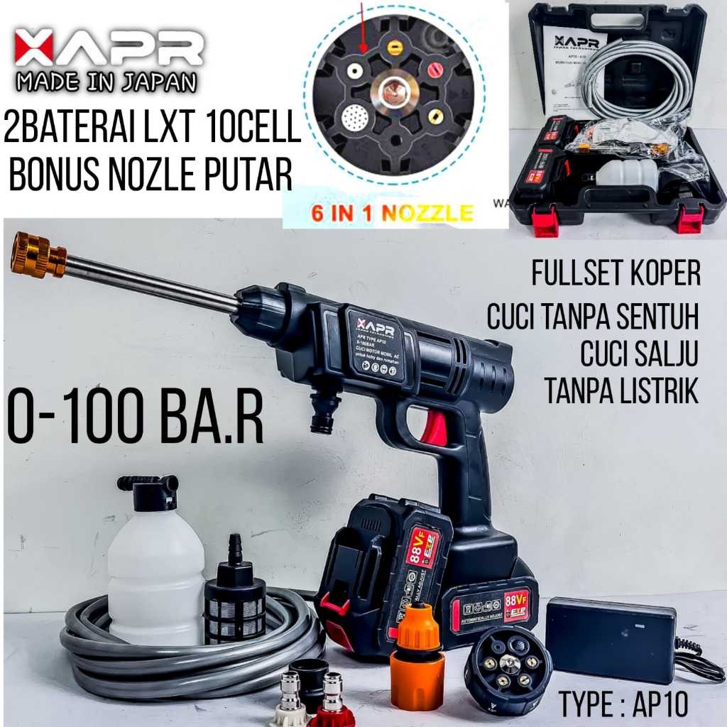 STEAM CORDLESS SUPER MESIN CUCI MOTOR MOBIL BATERE APR JAPAN Mesin Cuci Motor Mobil Baterai Cordless