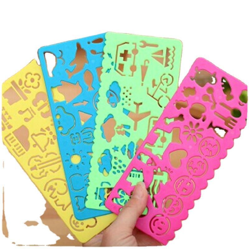 

4 Pcs/Lot Cartoon Children Speed Hua Chi Drawing Template Ruler Hua Chi Ruler Stationery Student School Supplies Wholesale