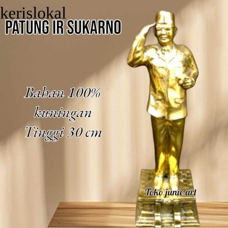 MINIATUR PATUNG PRESIDEN SUKARNO IR SUKARNO 100% KUNINGAN KL14