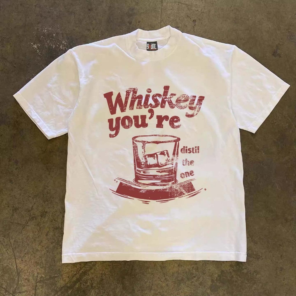 Whiskey you're Retro Korea Style T-shirt | Kaos Wanita Hitam Putih Cream | Kaos pria dan wanita