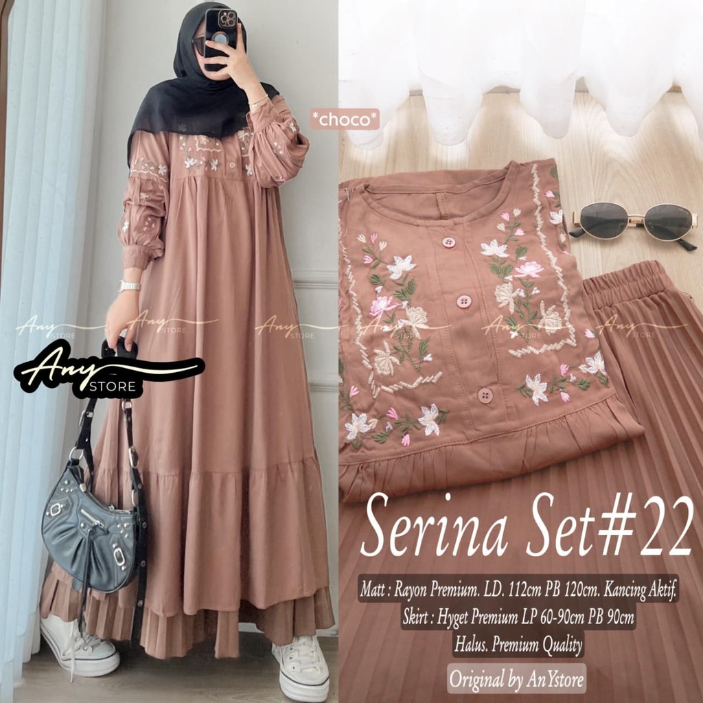 Baju Setelan Rok Muslim Wanita Serina #22 – Atasan Tunik + Rok Panjang Adem & Nyaman