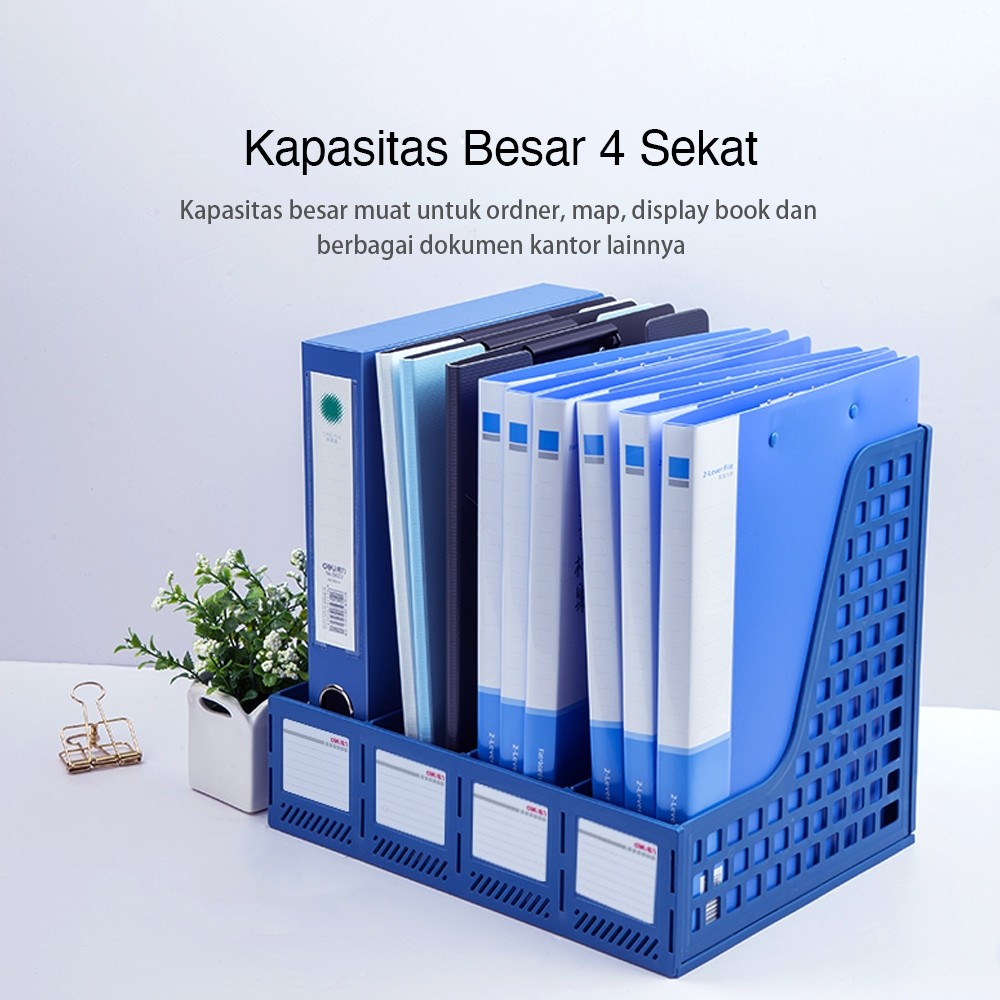 

Deli Desk Organizer Penyimpanan File Kuat Bahan Plastik 4 Sekat Uk. A4 33777