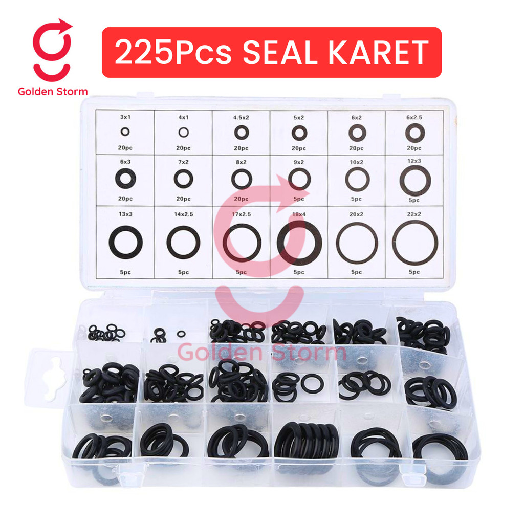 225 Pcs Sil O Ring Karet Lengkap Seal Oring Set Box PCP E436