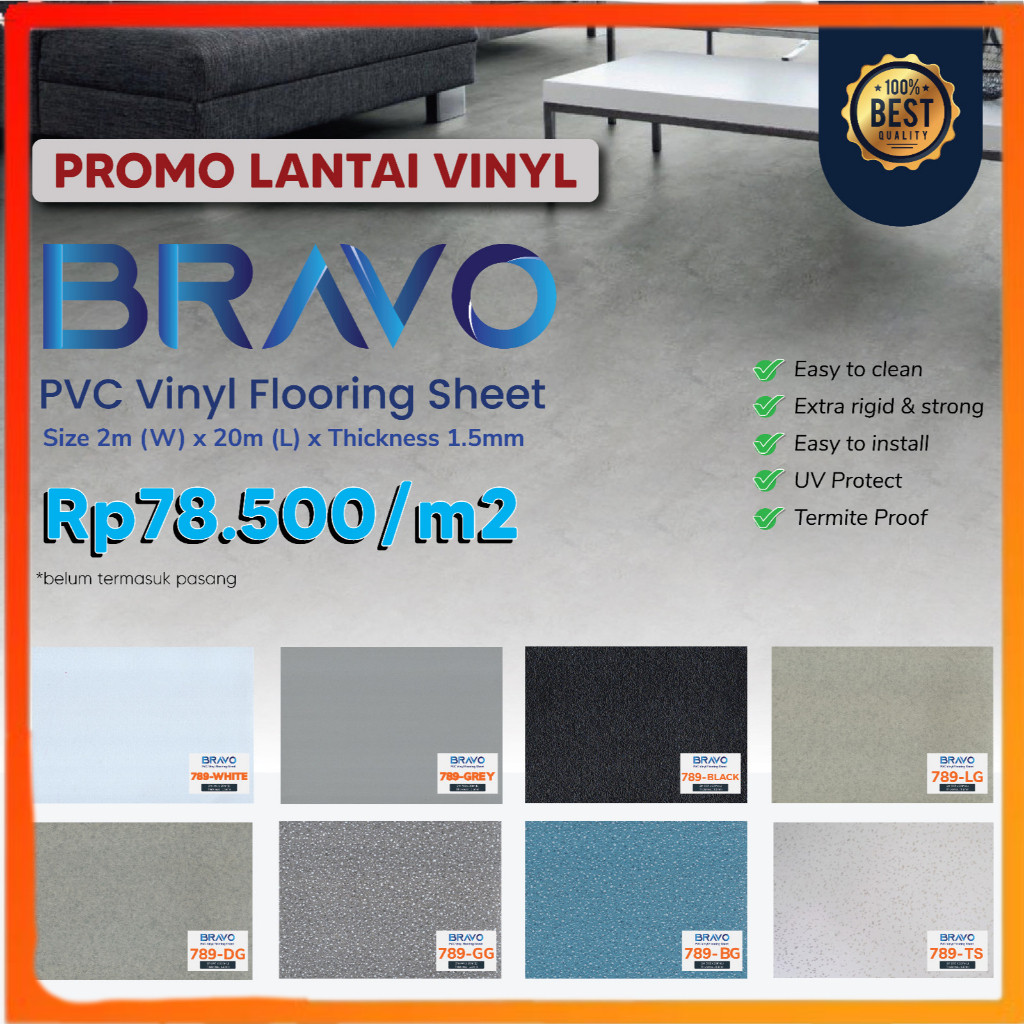 DISKON SPECIAL Vinyl Lantai Polos Warna Putih / Vinyl Lantai Meteran / Vinyl Lantai Roll / Vinyl Lan