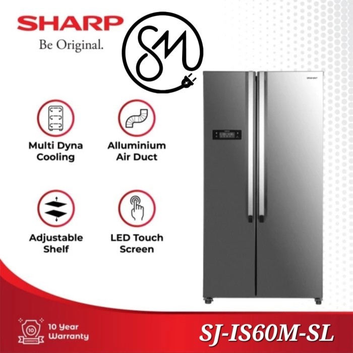 Kulkas Sharp 2 pintu Side by side SJ-IS60M-SL 563 L Inverter SJIS60MSL