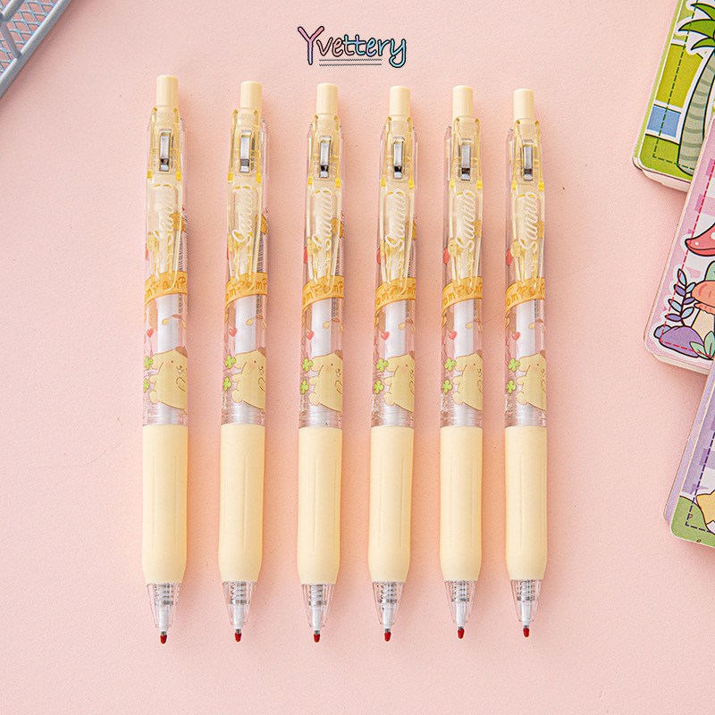 

❤️COD Pena Netral Sanrio Cartoon ST Head Press Pena Tulis Siswa Transparan Pena Hitam Tanda Tangan-Yy