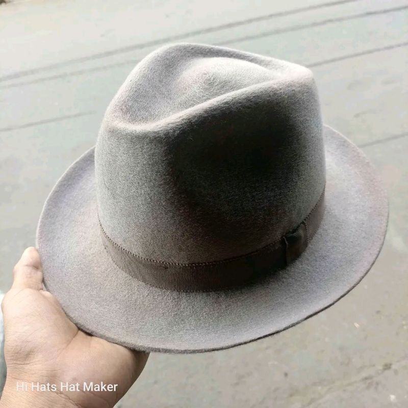 Topi Fedora Laken Original Warna Motif Pita Melingkar Bahan Asli Laken Impor