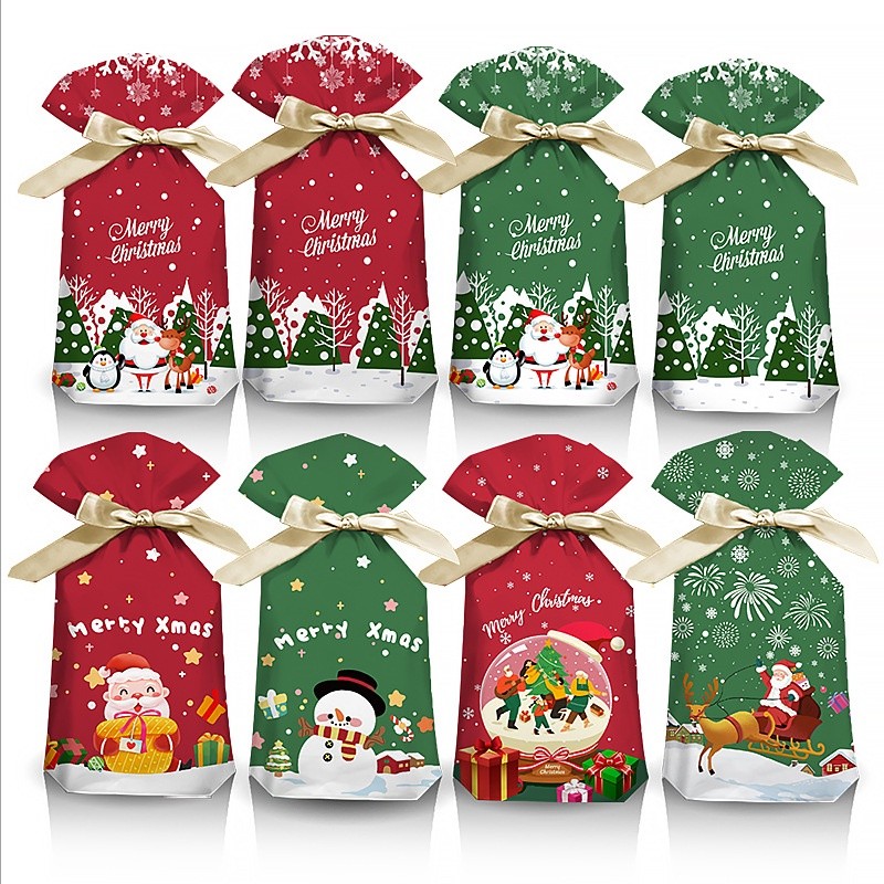 

10PC PLASTIK GODDIE BAG NATAL TALI SERUT PAKING BINGKISAN COOKIES KADO HAMPERS NATAL MERRY CHRISTMAS SANTACLAUS