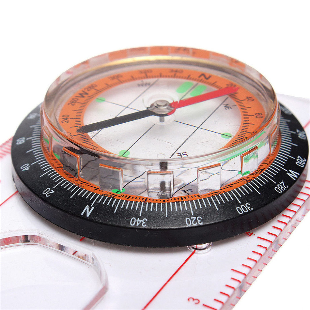 

Professional Portable Magnifying Compass Ruler Scale Hiking Camping Boating Orienteering Map