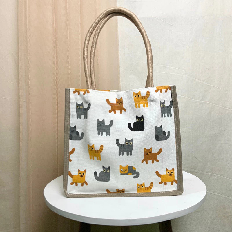 Tas kondangan persegi wanita tali sumbu tas waterproof totebag handbag ukuran sedang totebag tinggi