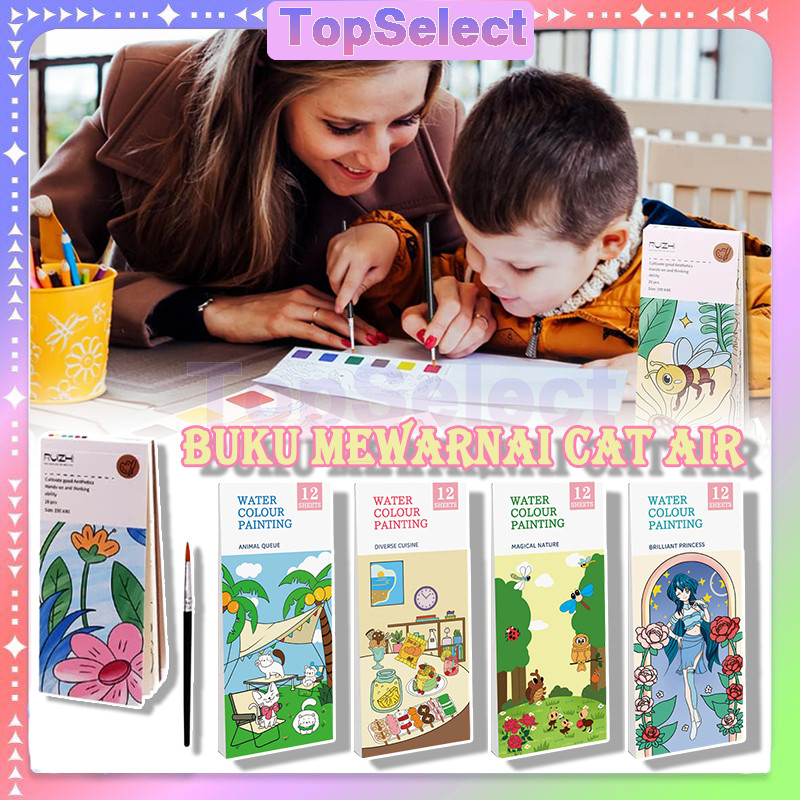 

Set Paket Lukis Water Colours / 1 Set Paket Lukis / Buku Gambar Mewarnai Water Colour Painting / Buku Mewarnai Cat Air/Buku Lukisan Air Warna Terang