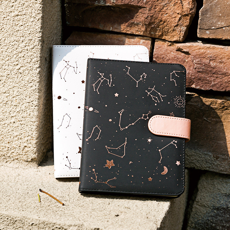 

Agenda Planner Notebook Constellation Cover Undated Starry Sky A6 Soft PU Leather Diary Full Year Undated Daily/Monthly