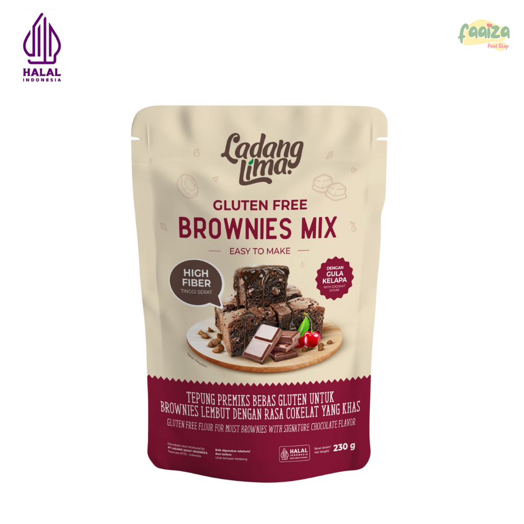 

Ladang Lima Brownies Mix 230gr Rasa Cokelat Tepung Premiks Gluten Free