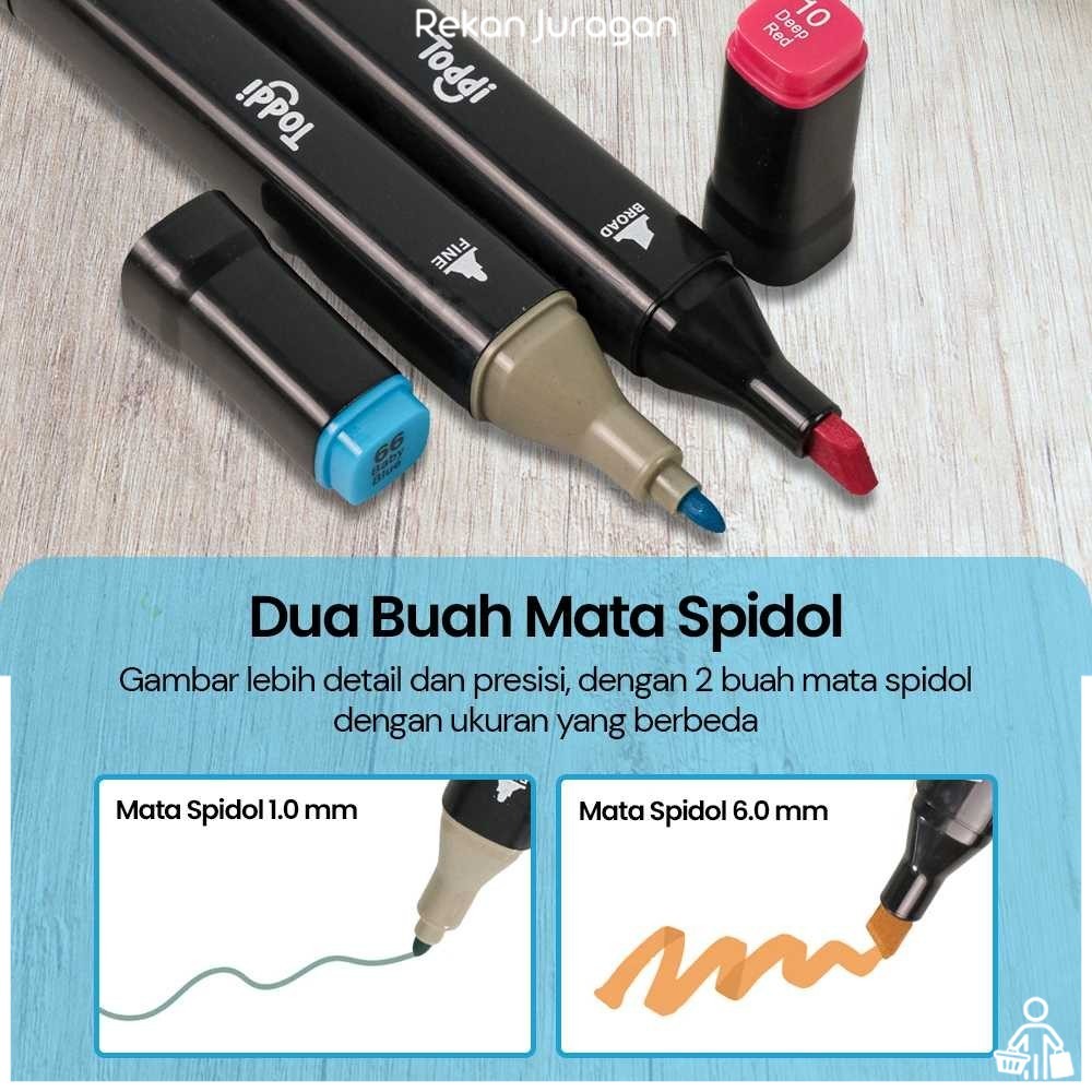

Toddi Spidol Dual Side Fine Art Marker Brush Double Tip 1.0mm 6.0mm - CY-006