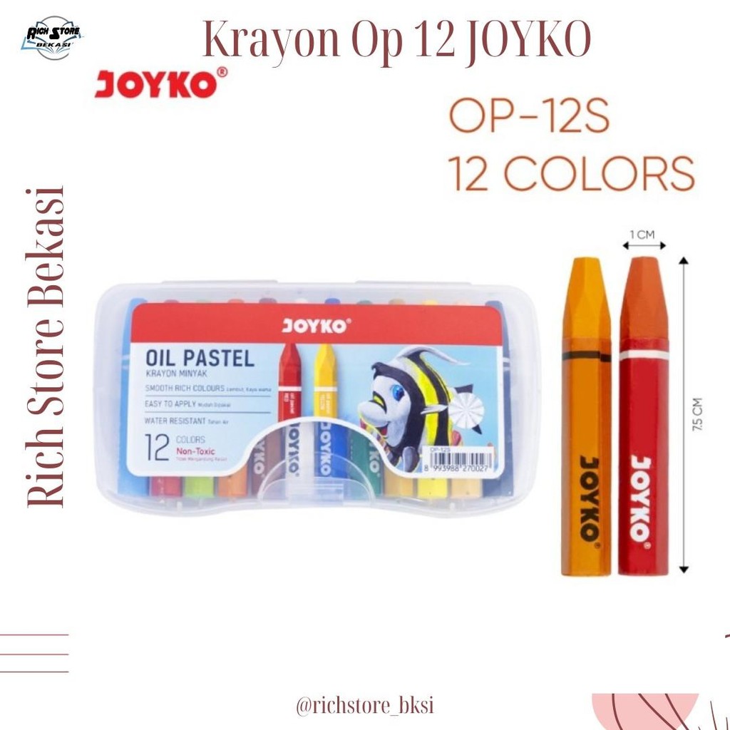 

PENSIL WARNA KRAYON MERK JOYKO 1 SET ISI 12 WARNA BERKUALITAS (OP-12S)
