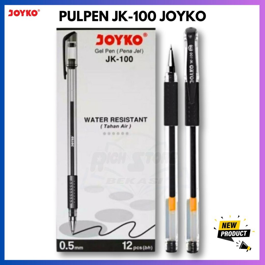 

PULPEN GEL MERK JOYKO JK-100 TINTA HITAM DAN TEBAL BERKUALITAS HARGA PER 1 PCS pulpen murah