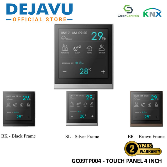 GreenControls KNX - Touch Panel 4 inch/4-Inch Touch Screen Panel (Black/Silver/Brown Frame)