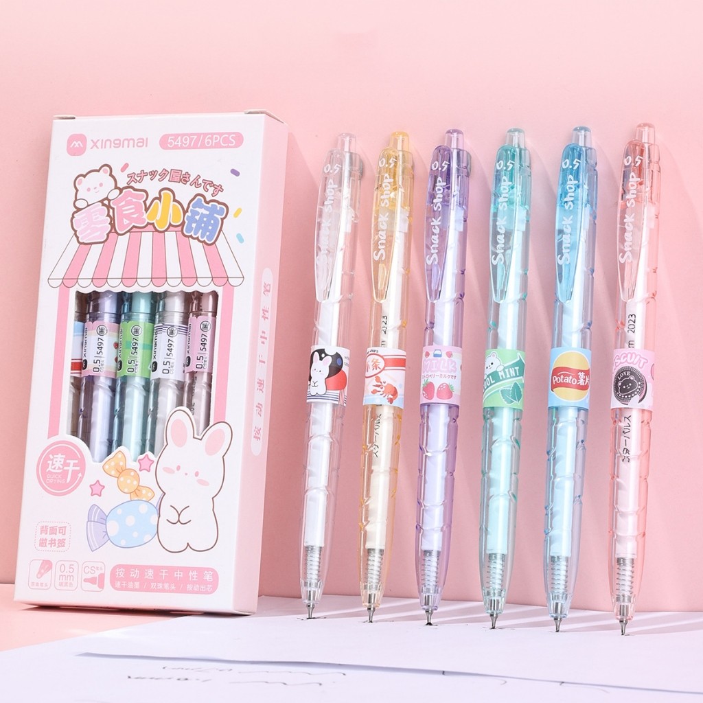 

1 SET 6PCS PULPEN GEL MEKANIK WARNA WARNI / BOLPOIN MEKANIK / PULPEN MEKANIK MURAH